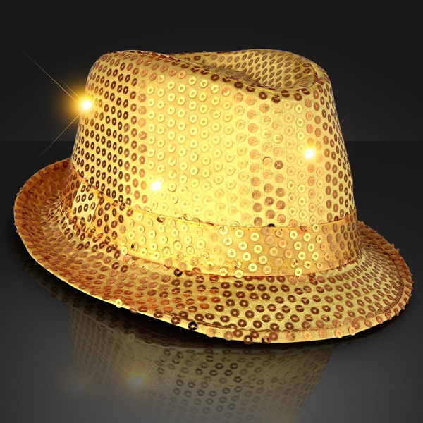 Shiny Single Colored Fedora Hats with Flashing Lights - Image 3
