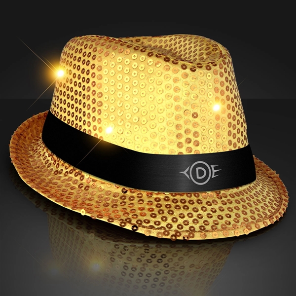 Shiny Single Colored Fedora Hats with Flashing Lights - Image 4
