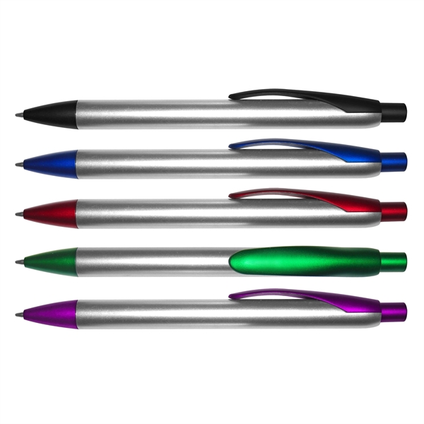 LUX RETRACTABLE BALL POINT PEN WITH SILVER BARREL - Image 2