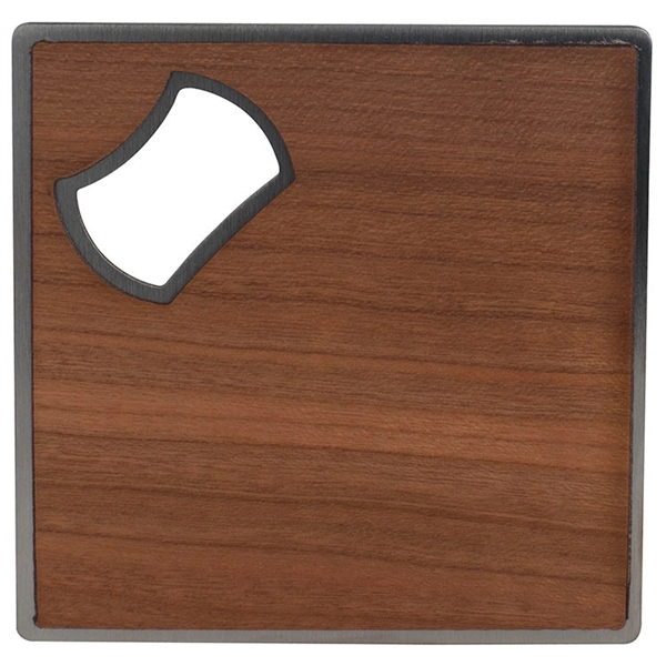 Wooden Coaster with Bottle Opener - Image 1