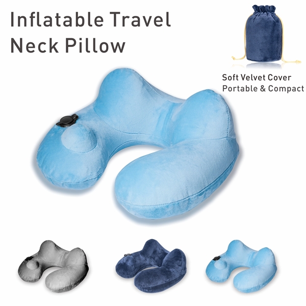 Inflatable Neck Pillow with Packsack, In Seconds Inflating - Image 1