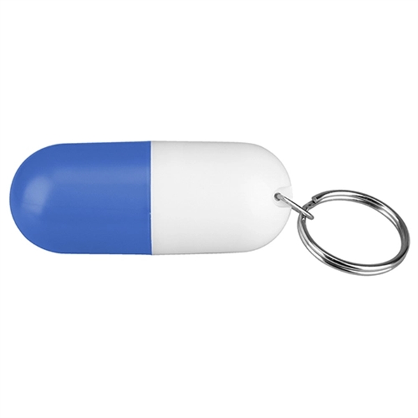 Capsule Shaped Pill Case with Key Ring - Image 2