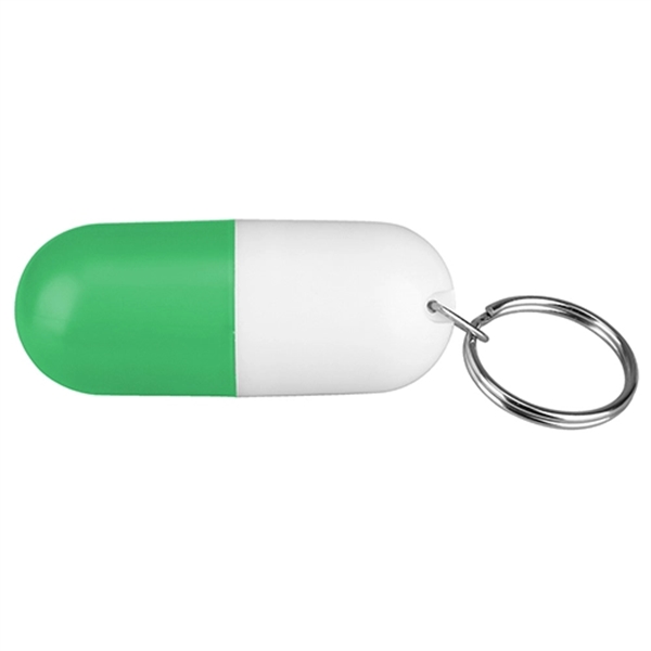 Capsule Shaped Pill Case with Key Ring - Image 3