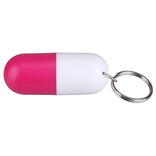 Capsule Shaped Pill Case with Key Ring - Image 5