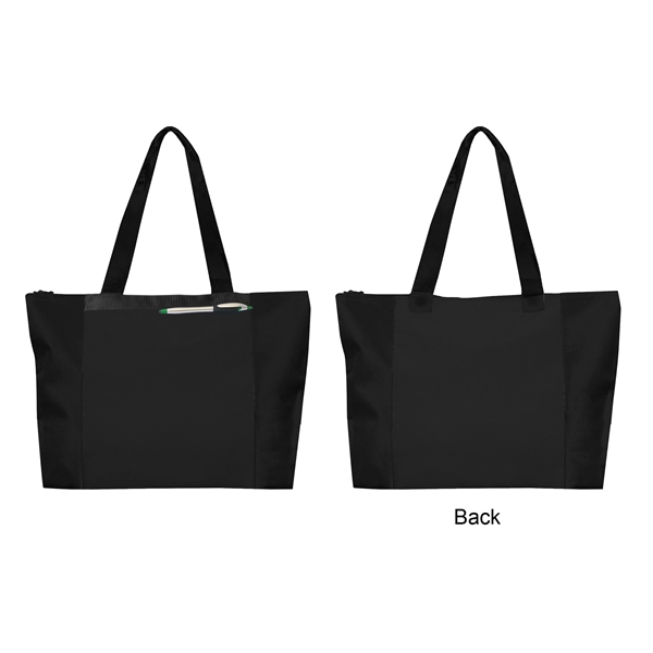 Durable 600D polyester daily zipper tote with heavy Backing - Image 2