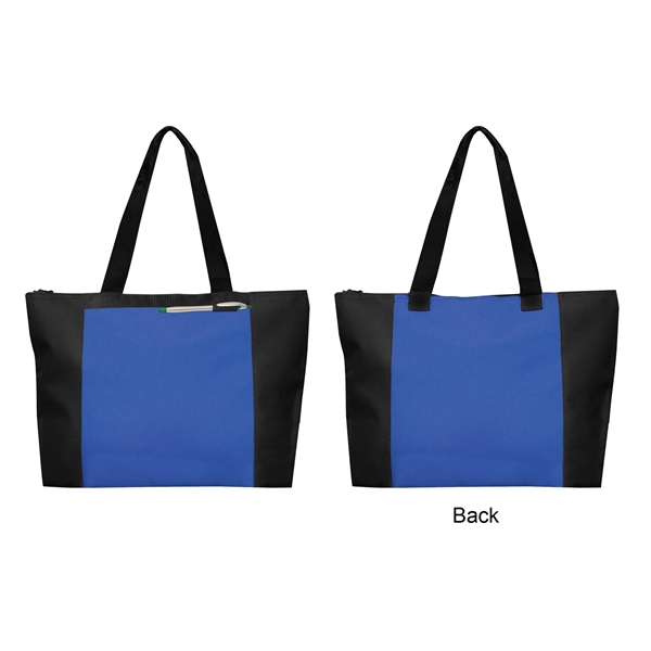 Durable 600D polyester daily zipper tote with heavy Backing - Image 3