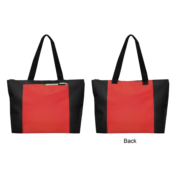Durable 600D polyester daily zipper tote with heavy Backing - Image 4