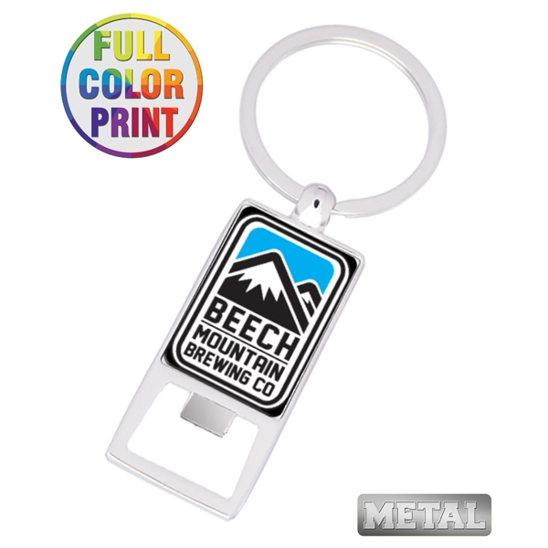 Metal Beer Bottle Opener Keychain - Full Color - Image 1