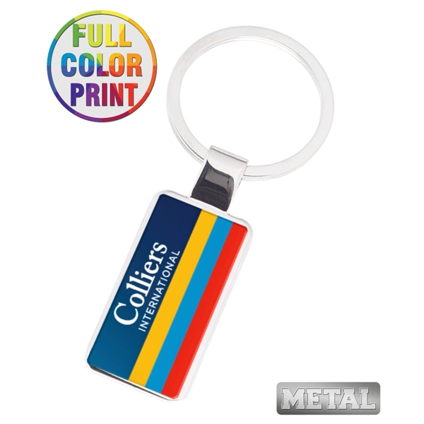 Rectangle Shaped Metal Keychain - Full Color  - Image 1
