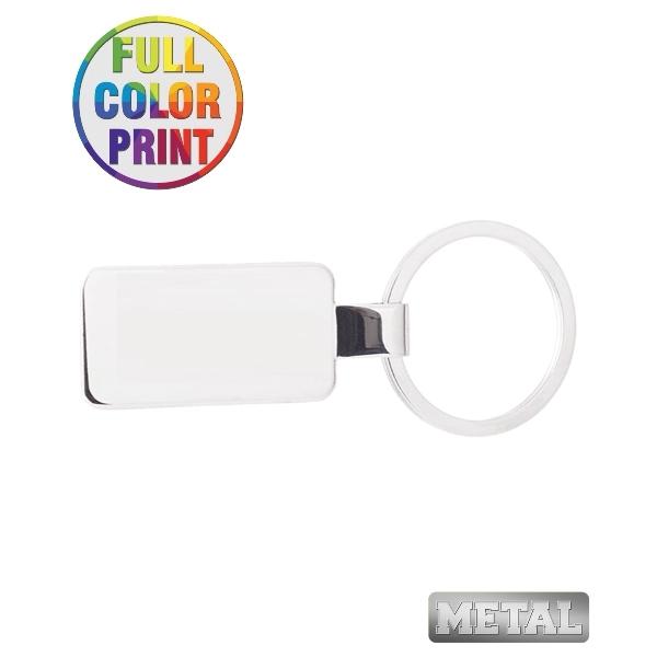 Rectangle Shaped Metal Keychain - Full Color  - Image 2