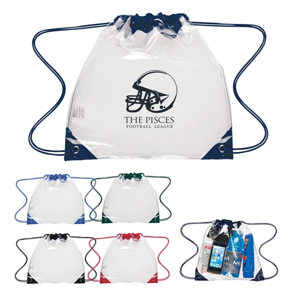 Touchdown Clear Drawstring Backpack - Image 1