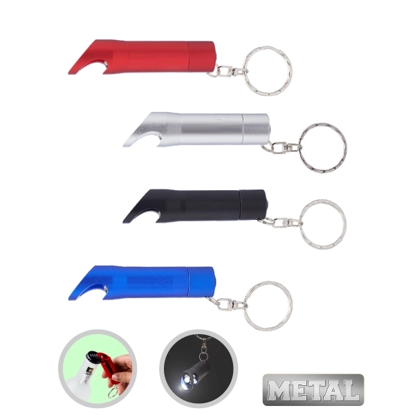 Metal Bottle Opener w/LED Flashlight Keychain - Image 2