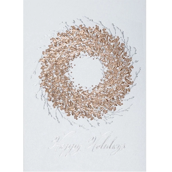 Rose Gold Wreath Holiday Card