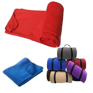 50inch x 60inch Portable Fleece Throw Blanket with Strap