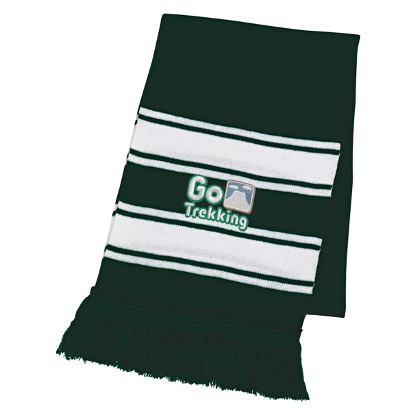 Two-Tone Knit Scarf With Fringe - Image 2