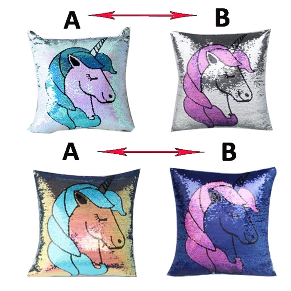 A Funny Sequin Pillow with Two Sides Printing - Image 1
