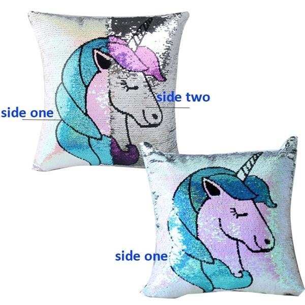 A Funny Sequin Pillow with Two Sides Printing - Image 2