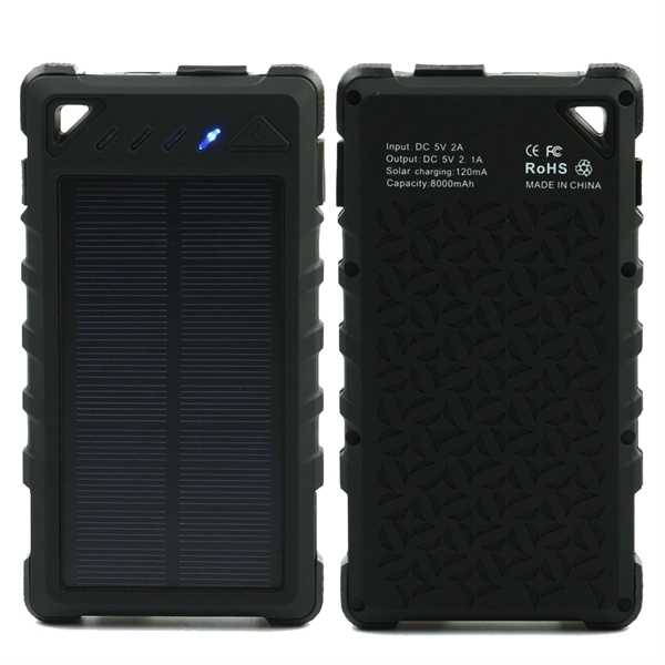 10,000 mAh Dual-USB Water Resistant Solar Power Bank Charger - Image 2