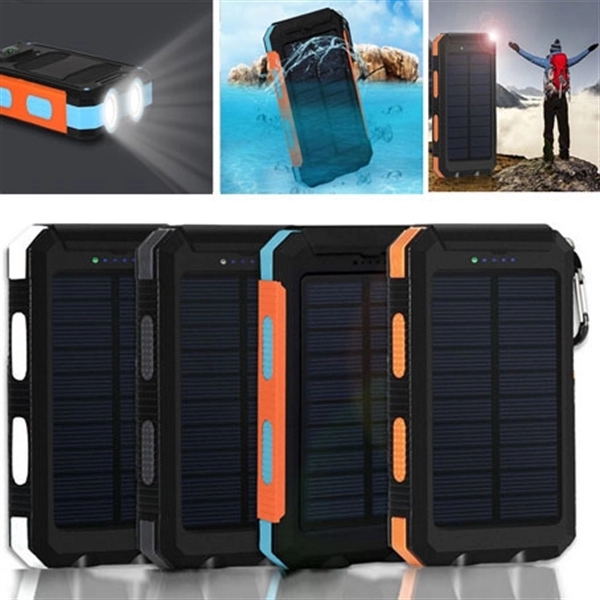Rainproof SOS Dual USB Solar Power Bank Panels with Compass - Image 1