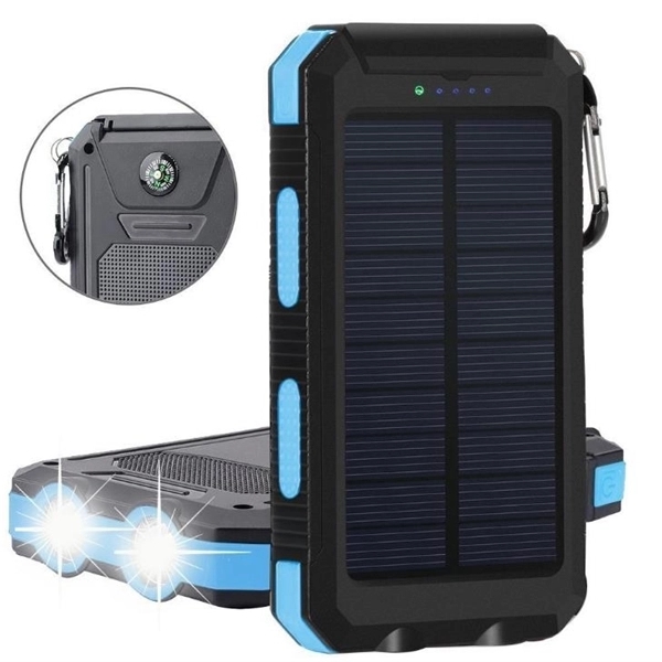 10,000mAh Waterproof Solar Power Bank with UL List battery - Image 1