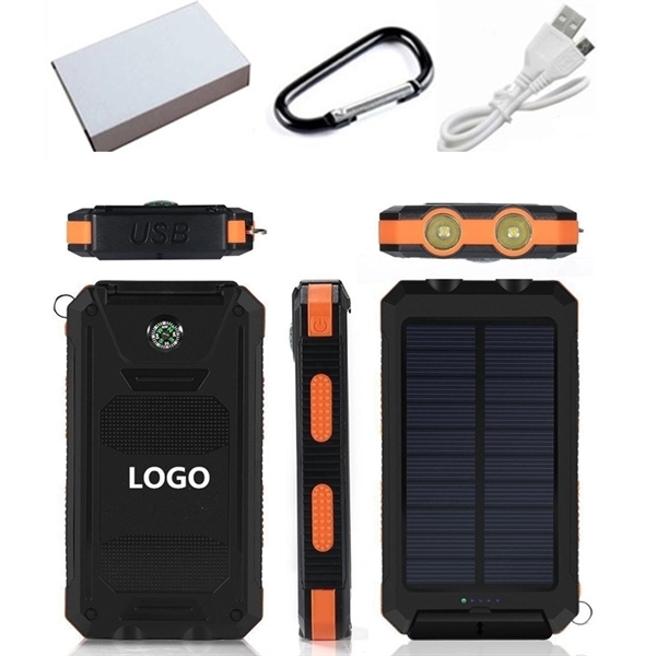 Waterproof Solar charger with carabiner and compass - Image 3