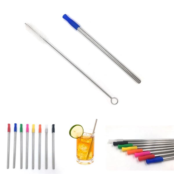Kids Size Stainless Steel Straw with Silicone Tip - Image 2