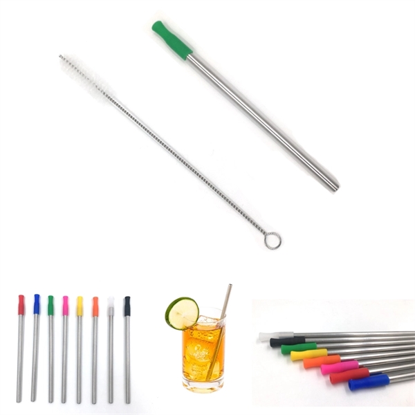 Kids Size Stainless Steel Straw with Silicone Tip - Image 3