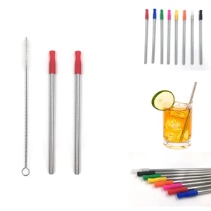 Kids Size Stainless Steel Straws with Silicone Tips