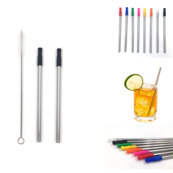 Kids Size Stainless Steel Straws with Silicone Tips - Image 3