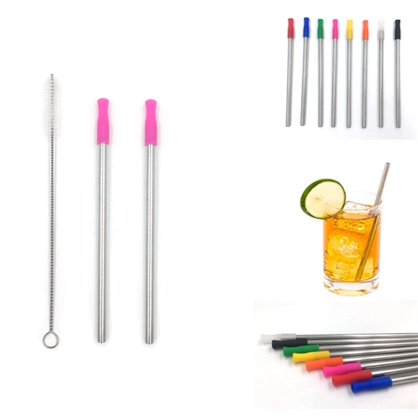 Kids Size Stainless Steel Straws with Silicone Tips - Image 4