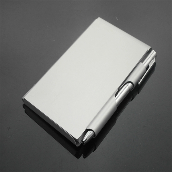 Aluminum Notepad with Ballpoint Pen - Image 1