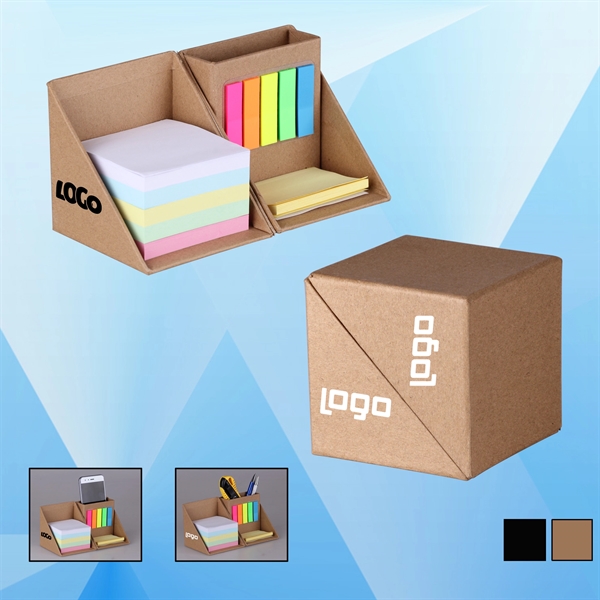 Foldable Sticky Note Cube with Pen Holder - Image 1