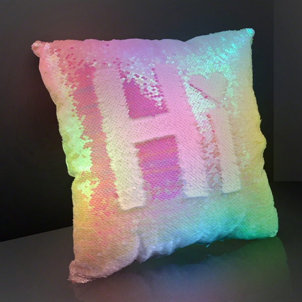 14" Luminous Light Up Flip Sequin Pillow - Image 1