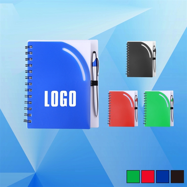 Plastic Cover Notebook With Pen - Image 1