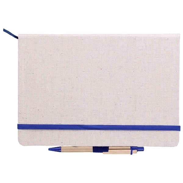 Linen Cover Notebook with Ballpoint Pen - Image 2