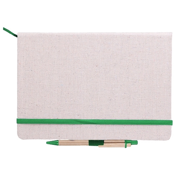 Linen Cover Notebook with Ballpoint Pen - Image 3