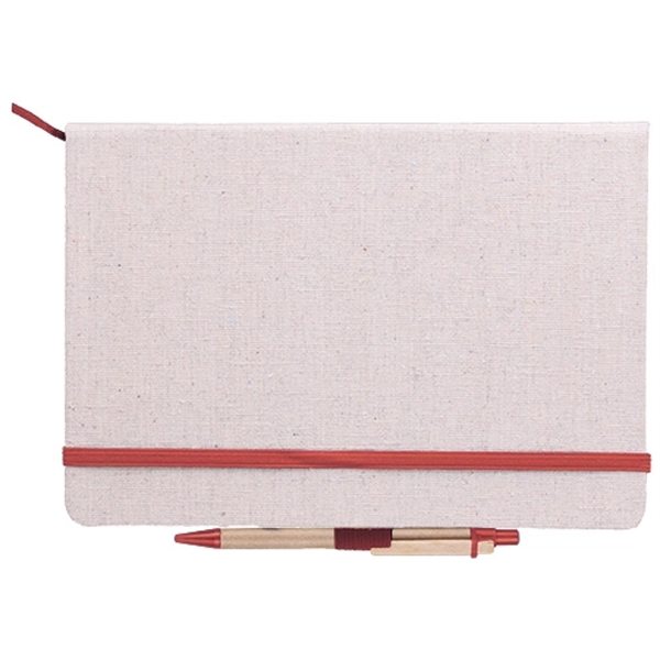 Linen Cover Notebook with Ballpoint Pen - Image 4