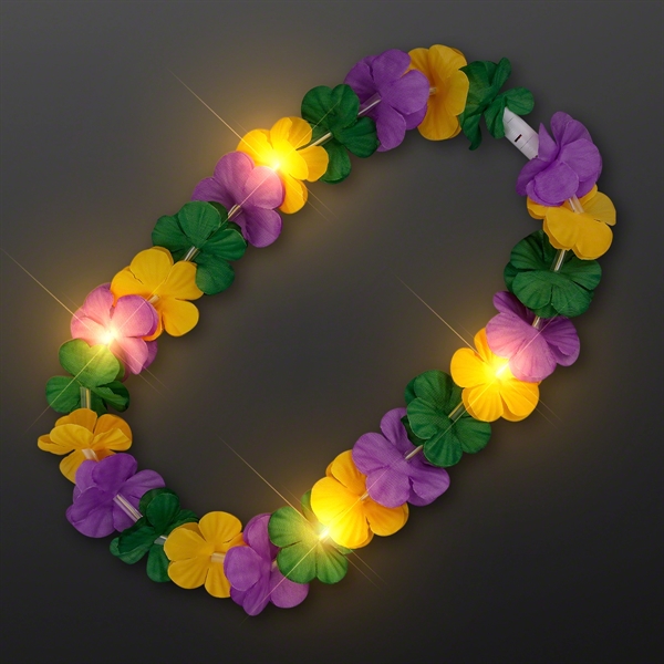Mardi Gras Lei Light Up Flower Necklace - Image 1