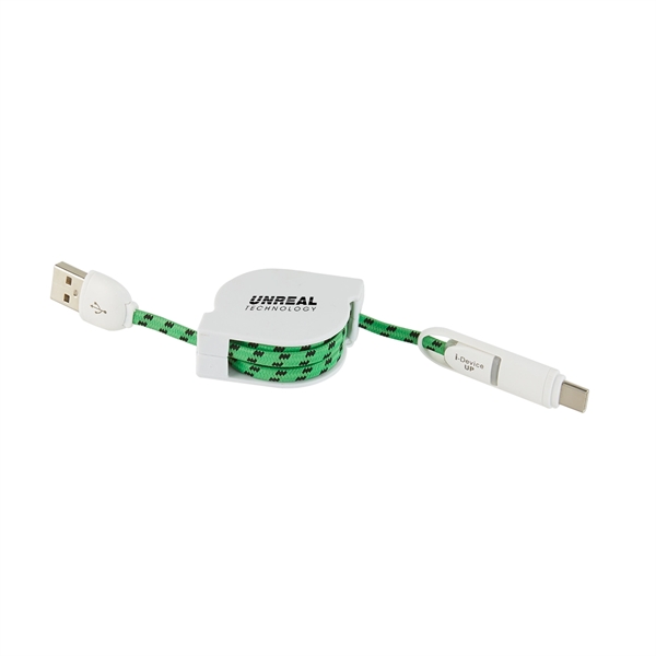 3-in-1 Retractable Fabric Charge-It™ Cable - Image 3