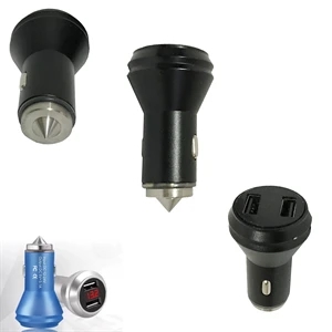 Metal Car Charger Dual Port USB with Window Breaker