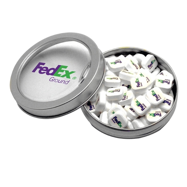 Candy Window Tin Short Round with Printed Mints - Image 1