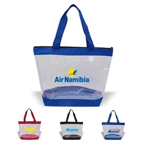 Clear Zipper Tote with Large Imprint Area, Tote Bag