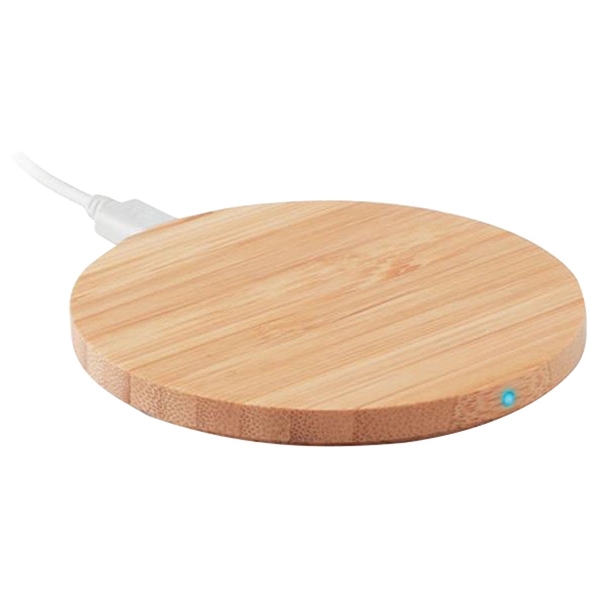 Slim Round Bamboo Qi Wireless Charging Pad - Image 6