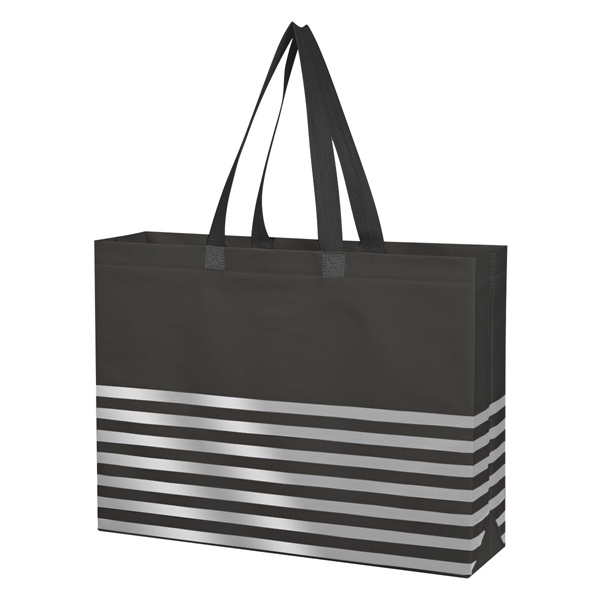Non-Woven Horizontal Stripe Tote Bag - Image 5