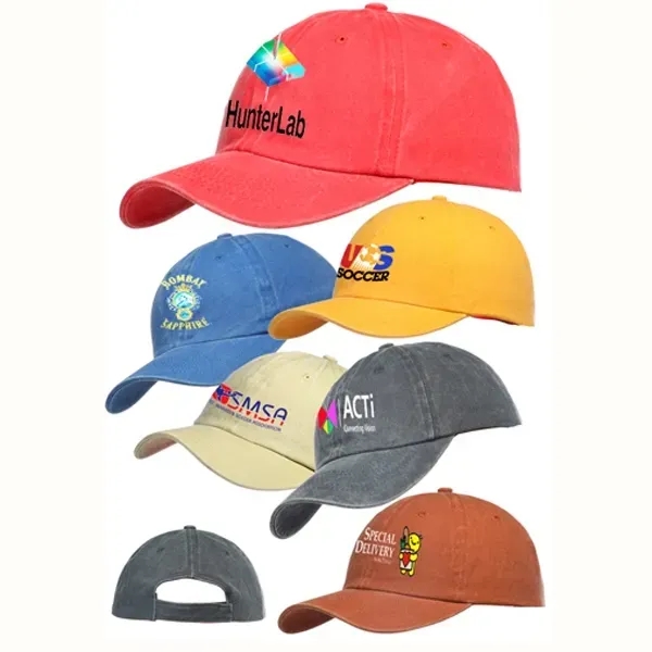 6 Panel Washed Cotton Unconstructed Caps - Image 1