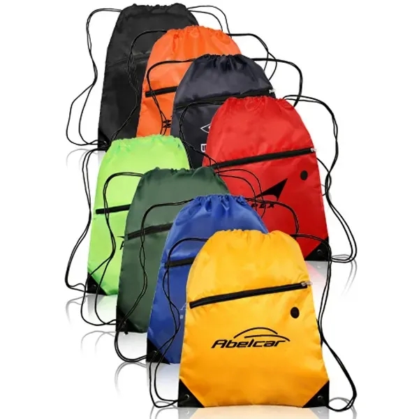 Drawstring Backpacks With Pocket - Image 1