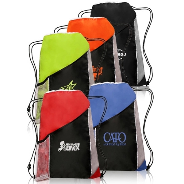 Side Mesh Pockets Drawstring Backpacks - Image 1