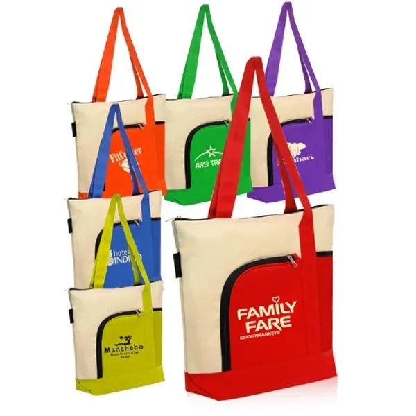 Zipper Polyester Tote Bag - Image 1