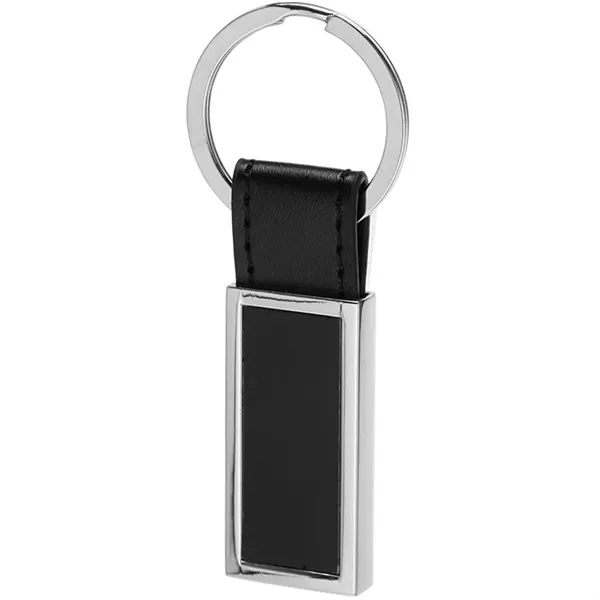 Rectangular Metal & Leather Keychains - Image 2
