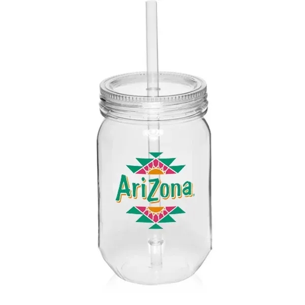 24 oz plastic mason jars with straw - Image 2